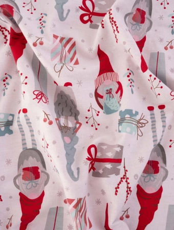 Vianočné francúzske bavlnené obliečky Renforcé – Škriatkovia s darčekmi