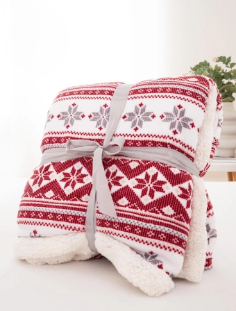 Baránková deka mikroplyš 220 × 200 cm – Winter červené