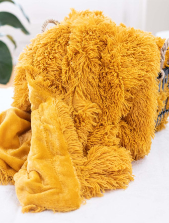 Chlpatá deka 200 × 220 cm – Agnello horčicová