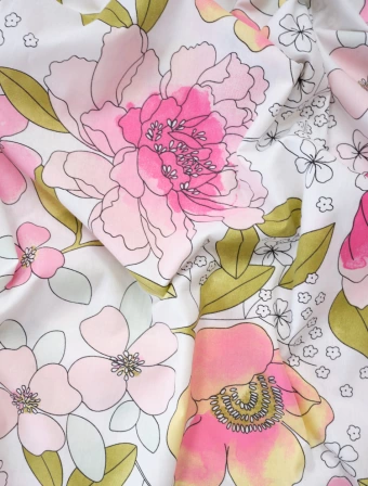 Predĺžené bavlnené obliečky Renforcé – Kvetinky