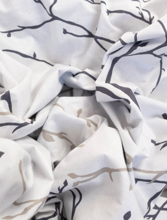 Bavlnené obliečky Duo Deluxe – Vetvičky biele/sivé