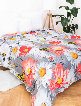 Přehoz na postel – Karla oranžová/šedá 220 × 240 cm