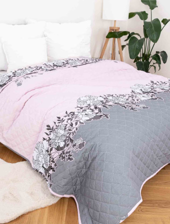 Prehoz na posteľ – Yvona sivé/ružové 220 × 240 cm