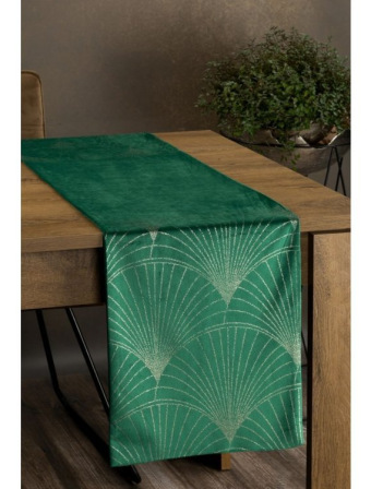 Zamatový behúň na stôl Blink14 35 × 140 cm – zelený