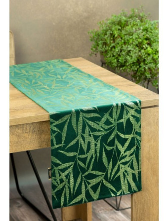 Zamatový behúň na stôl Blink15 35 × 140 cm – zelený