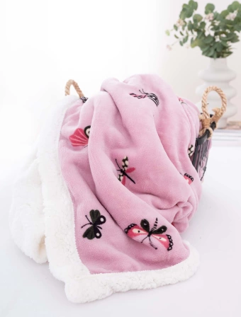 Baránková deka mikroplyš 150 × 200 cm – Motýlikovia ružové