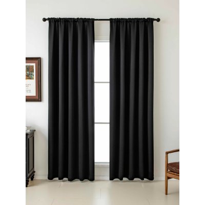 Blackout závesy Elias čierna – 140 × 160 cm (2 ks) - riasiaca stuha