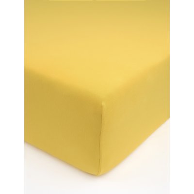 Jersey prostěradlo s elastanem 220 × 200 cm – hořčicové