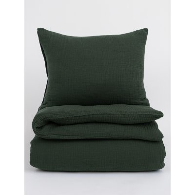 Mušelínové obliečky - Alexia tmavozelená - 140 × 200 cm - 70 x 90 cm