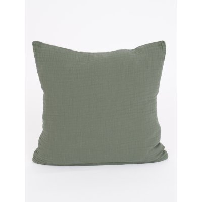 Mušelínová obliečka na vankúš 40 x 40 cm - Alexia Duo olivová/prírodná-  -
