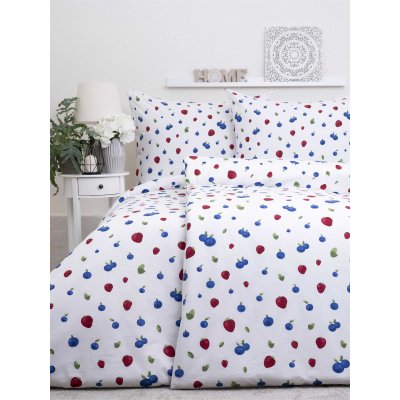 Francúzske bavlnené obliečky Renforcé – Lesné plody - 220 × 200 cm - 70 x 90 cm