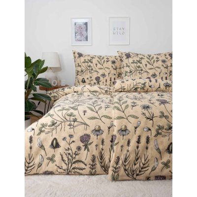 Francúzske flanelové obliečky - Herbár L02 - 220 × 200 cm - 70 x 90 cm