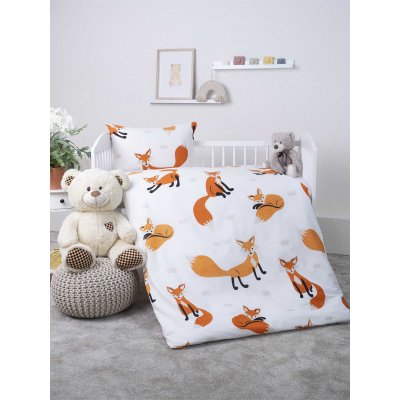 Bavlnené obliečky Renforce do postieľky – Líšky 02 - 100 × 135 cm - 40 x 60 cm