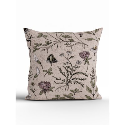 Bavlnená obliečka na vankúš Renforcé 40 × 40 cm - Herbár béžový-  -