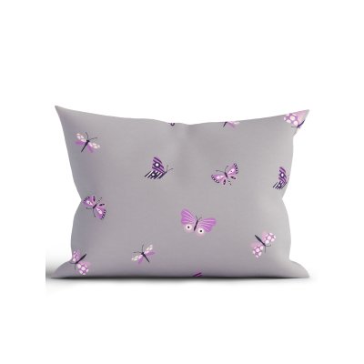 Bavlnená obliečka na vankúš Renforcé 40 × 60 cm - Motýliky tmavo sivé-  -