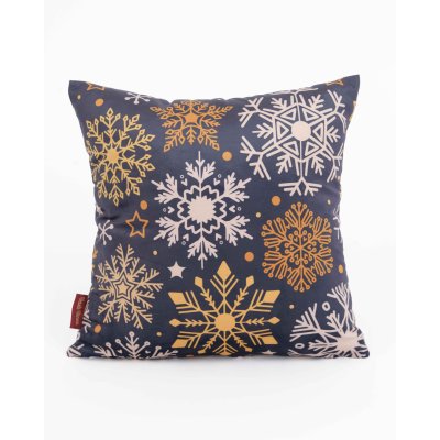 Vianočná obliečka na vankúš Velvet 40 x 40 cm - Mrazivé vločky modré-  -