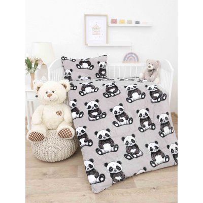 Obliečky mikroplyš do postieľky Exclusive - Panda - 100 × 135 cm - 40 x 60 cm