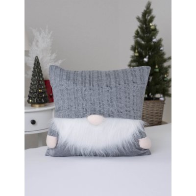 Pletená vianočná obliečka na vankúš 40 × 40 cm - Sivý škriatok-  -