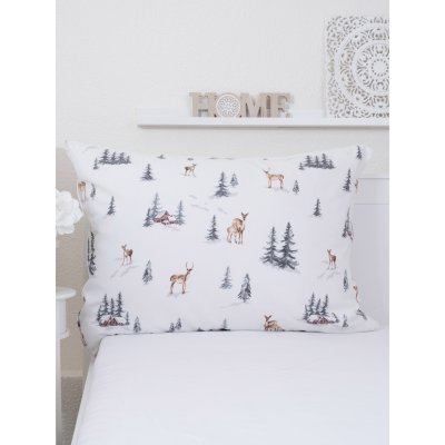 Flanelová obliečka na vankúš 70 x 90 cm - Zimný les-  -