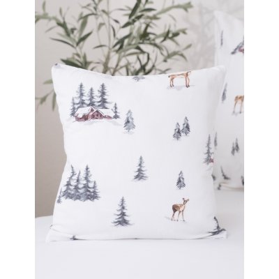 Flanelová obliečka na vankúš 40 x 40 cm - Zimný les-  -