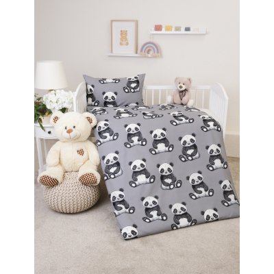 Bavlnené obliečky Renforcé do postieľky - Panda - 100 × 135 cm - 40 x 60 cm