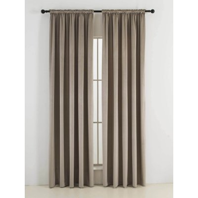 Zamatové zatemňovacie závesy Cesar cappuccino - 140 x 160 cm (2ks) - riasiaca stuha