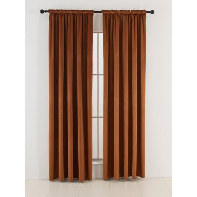 Zamatové zatemňovacie závesy Cesar terakota - 140 x 180 cm (2ks) - riasiaca stuha