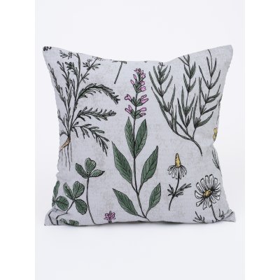Krepová obliečka na vankúš Renforcé 40 x 40 cm - Herbár sivá-  -