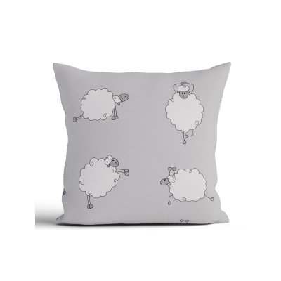 Bavlnená obliečka na vankúš Renforcé 40 × 40 cm - Ovečky Morning Yoga sivá-  -