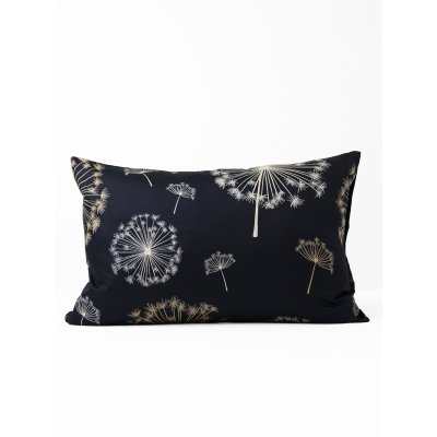 Saténová obliečka na vankúš 40 x 60 cm - Púpavy čierna-  -