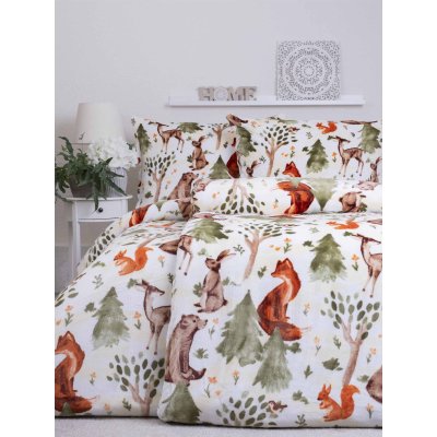 Predĺžené obliečky mikroplyš Exclusive – Lesné zvieratká - 140 × 220 cm - 70 x 90 cm
