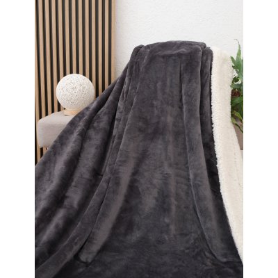 Baránková deka mikroplyš Exclusive 220 × 200 cm – Laura tmavo sivá
