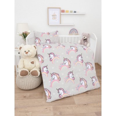Obliečky mikroplyš do postieľky Exclusive – Jednorožec - 100 × 135 cm - 40 x 60 cm
