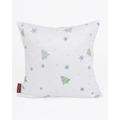 Vianočná obliečka na vankúšik Velvet 40 × 40 cm - Vločky a stromčeky biely-  -