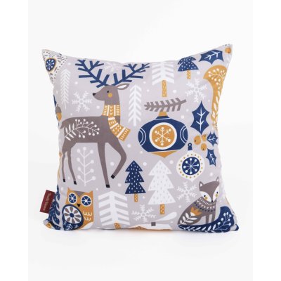 Vianočná obliečka na vankúšik Velvet 40 × 40 cm - Sob modrý-  -