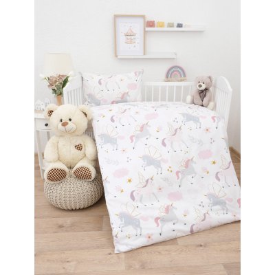 Bavlnené obliečky Renforcé do postieľky - Unicorn - 100 × 135 cm - 40 x 60 cm
