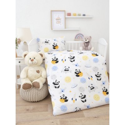 Bavlnené obliečky Renforcé do postieľky - Vesmírna panda - 100 × 135 cm - 40 x 60 cm