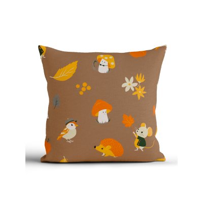 Bavlnená obliečka na vankúš Renforcé 40 × 40 cm - Jesenný les hnedý-  -