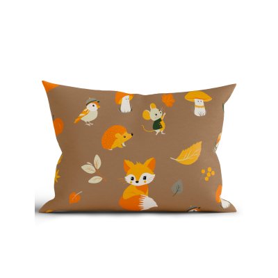 Bavlnená obliečka na vankúš Renforcé 40 × 60 cm - Jesenný les hnedý-  -