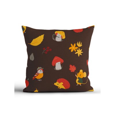 Bavlnená obliečka na vankúš Renforcé 40 × 40 cm - Jesenný les tmavo hnedé-  -