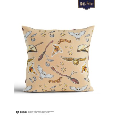 Obliečka na vankúš mikroplyš Harry Potter 40 × 40 cm - Marhuľová-  -
