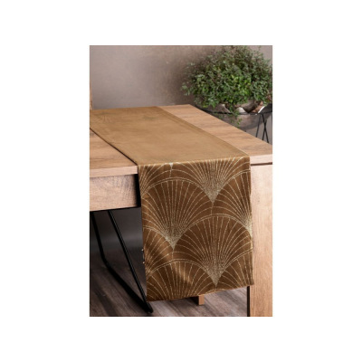 Eurofirany Sametový běhoun na stůl Blink14 35 × 180 cm - hnědý