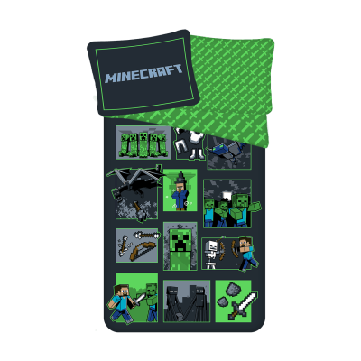 Jerry Fabrics Detské bavlnené obliečky – Minecraft Survival mode 140x200/70x90 cm