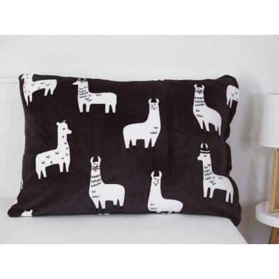 Obliečka na vankúš mikroplyš 70 × 90 cm – Lama sivé-  -