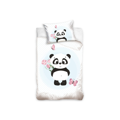 TipTrade Bavlnené obliečky do postieľky – Roztomilá Panda 100x135/40x60 cm
