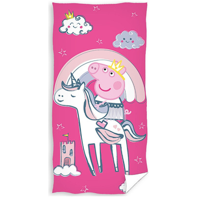 Carbotex Detská osuška 70 × 140 cm ‒ Prasiatko Pepina Ružová Princezná
